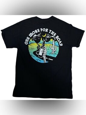 Retrofit Black Tee with White Pocket Graphic - 'One More For The Road'